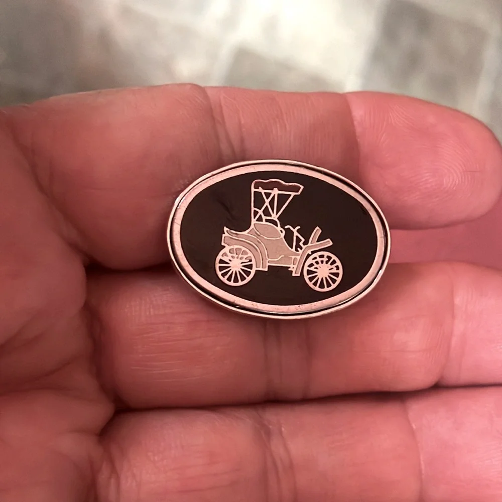 Antique Car Design Cufflinks in Black and Silver